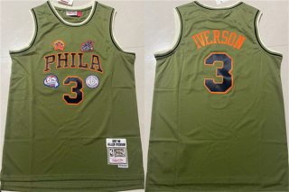 Philadelphia 76ers #3 Allen Iverson Green 1997-98 Throwback Stitched Basketball