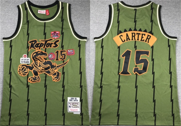 Toronto Raptors #15 Vince Carter Green 1998-99 Throwback Stitched Jersey