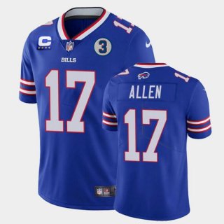Buffalo Bills #17 Josh Allen 2022 Royal With 4-Star C Patch And NO.3 Patch Vapor