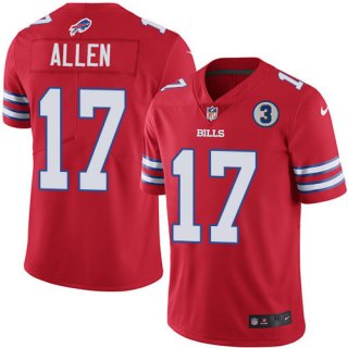 Buffalo Bills #17 Josh Allen Red With NO.3 Patch Vapor Untouchable Limited Stitched