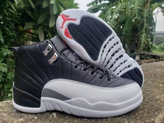 Jordan 12 white black gray shoes