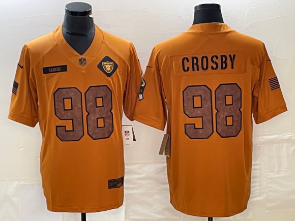 Las Vegas Raiders #98 Maxx Crosby 2023 Brown Salute To Service Limited Stitched