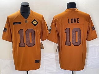Packers #10 Love 2023 Brown Salute To Service Limited Stitched