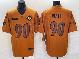steelers #90 Watt 2023 Brown Salute To Service Limited Stitched Jersey