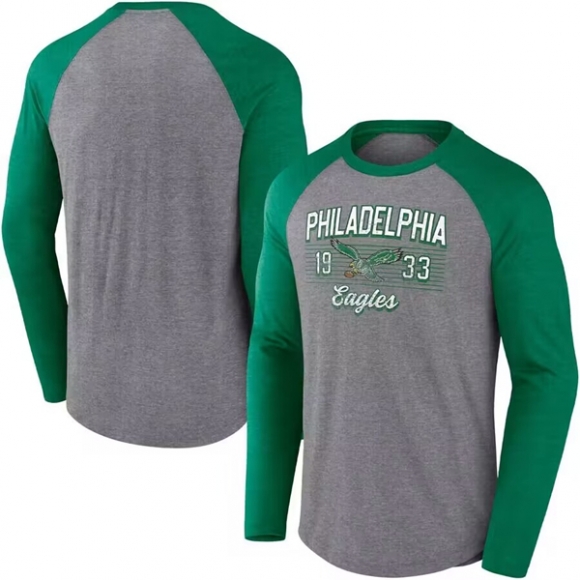 Philadelphia Eagles Gray Green Long Sleeve T-Shirt 2
