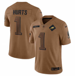 Philadelphia Eagles #1 Jalen Hurts 2023 Brown Salute To Service Limited Stitched