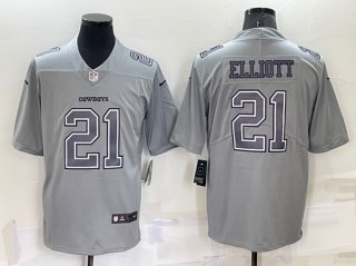 Dallas Cowboys #21 Ezekiel Elliott Gray Atmosphere Fashion Stitched Game Jersey