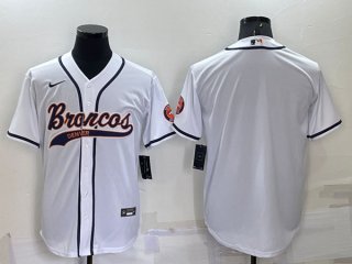 Denver Broncos Blank White Cool Base Stitched Baseball Jersey