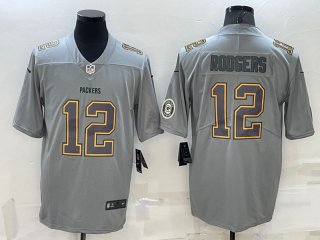 Green Bay Packers #12 Aaron Rodgers Gray Atmosphere Fashion Stitched Jersey