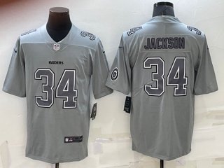 Las Vegas Raiders #34 Bo Jackson Gray Atmosphere Fashion Stitched Jersey