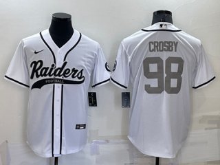 Las Vegas Raiders #98 Maxx Crosby White Gray Cool Base Stitched Baseball Jersey