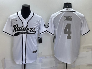 Las Vegas Raiders #4 Derek Carr White Gray Cool Base Stitched Baseball Jersey