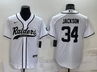 Las Vegas Raiders #34 Bo Jackson White Cool Base Stitched Baseball Jersey