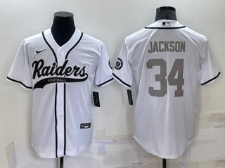 Las Vegas Raiders #34 Bo Jackson White Gray Cool Base Stitched Baseball Jersey