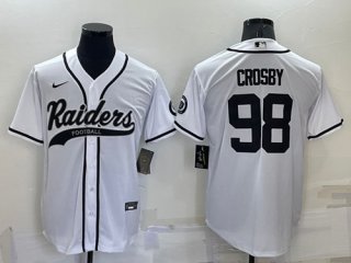 Las Vegas Raiders #98 Maxx Crosby White Cool Base Stitched Baseball Jersey