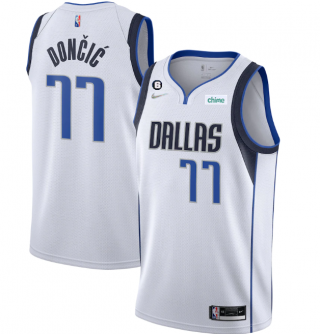 Dallas Mavericks #77 Luka Doncic White No.6 Patch Stitched Jersey