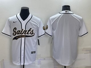New Orleans Saints Blank White Cool Base Stitched Baseball Jersey