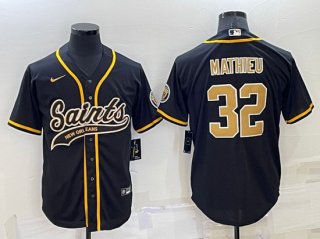 New Orleans Saints #32 Tyrann Mathieu Black Cool Base Stitched Baseball Jersey