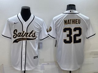 New Orleans Saints #32 Tyrann Mathieu White Cool Base Stitched Baseball Jersey