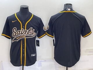 New Orleans Saints Blank Black Cool Base Stitched Baseball Jersey