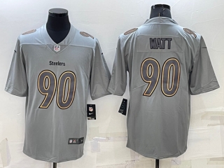 Pittsburgh Steelers #90 T.J. Watt Gray Atmosphere Fashion Stitched Jersey