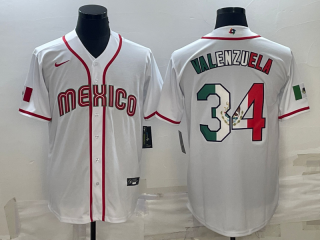 Men's Mexico Baseball #34 Fernando Valenzuela 2023 White World Baseball Classic Stitched