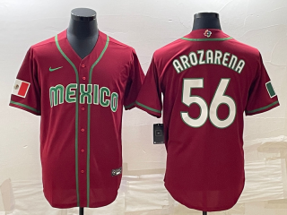Men's Mexico Baseball #56 Randy Arozarena 2023 Red World Baseball Classic Stitched 2