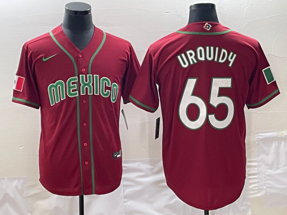 Men's Mexico Baseball #65 Giovanny Gallegos 2023 Red World Baseball Classic Stitched