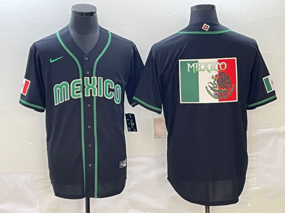 Men's Mexico Baseball 2023 Black World Baseball Big Logo Classic Stitched Jersey 2