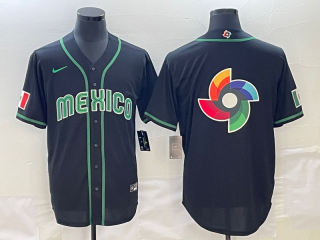 Men's Mexico Baseball 2023 Black World Baseball Big Logo Classic Stitched Jersey 4