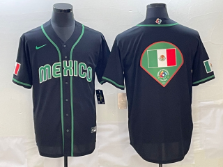 Men's Mexico Baseball 2023 Black World Baseball Big Logo Classic Stitched Jersey3
