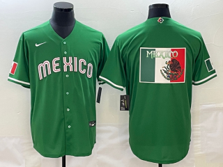 Men's Mexico Baseball 2023 Green World Baseball Big Logo Classic Stitched Jersey 6