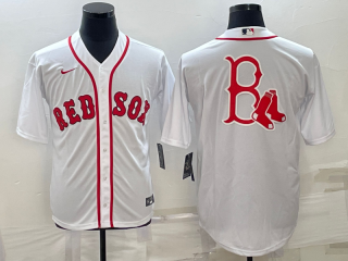 Men's Boston Red Sox White Team Big Logo Cool Base Stitched Jersey