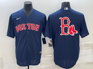 Men's Boston Red Sox Navy Team Big Logo Cool Base Stitched Jersey