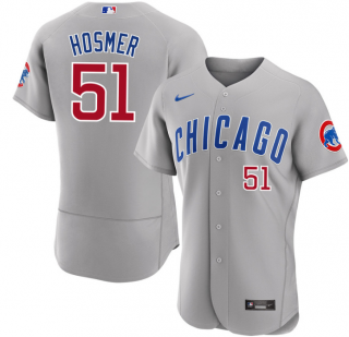 Men's Chicago Cubs #51 Eric Hosmer Grey Flex Base Stitched Baseball Jersey