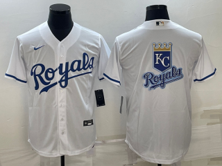 Men's Kansas City Royals White Team Big Logo Cool Base Stitched Jersey