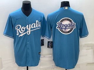 Men's Kansas City Royals Light Blue Team Big Logo Cool Base Stitched Jersey