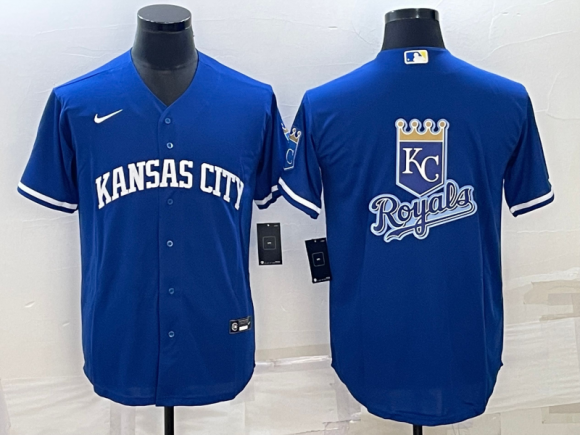 Men's Kansas City Royals Royal Team Big Logo Cool Base Stitched Jersey