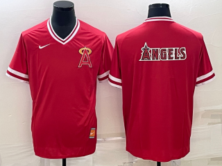 Men's Los Angeles Angels Red Team Big Logo Cool Base Stitched Jersey2