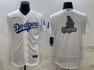 Men's Los Angeles Dodgers White Team Big Logo Flex Base Stitched Baseball Jersey2
