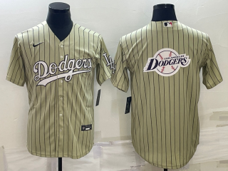 Men's Los Angeles Dodgers Cream Team Big Logo Cool Base Stitched Baseball Jersey