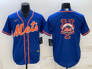 Men's New York Mets Royal Team Big Logo Cool Base Stitched Baseball Jersey