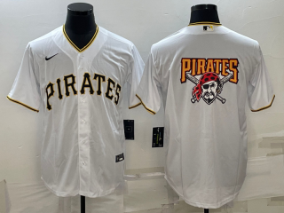 Men's Pittsburgh Pirates White Team Big Logo Cool Base Stitched Baseball Jersey