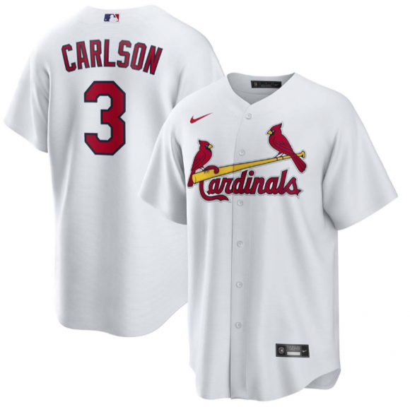 Men's St. Louis Cardinals #3 Dylan Carlson White Cool Base Stitched Jersey