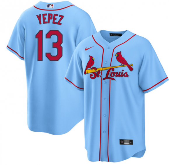 Men's St. Louis Cardinals #13 Juan Yepez Blue Cool Base Stitched Jersey