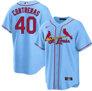 Men's St. Louis Cardinals #40 Willson Contreras Blue Cool Base Stitched Jersey