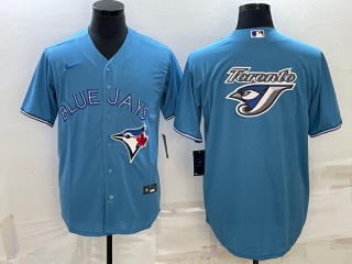 Men's Toronto Blue Jays Light Blue Team Big Logo Cool Base Stitched Baseball Jersey