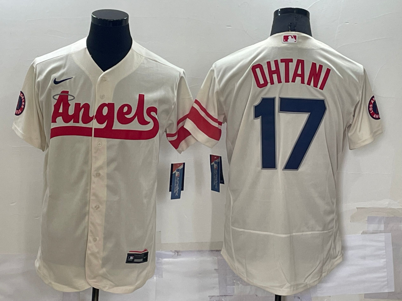 Men's Los Angeles Angels #17 Shohei Ohtani 2022 Cream City Connect Flex Base Stitched