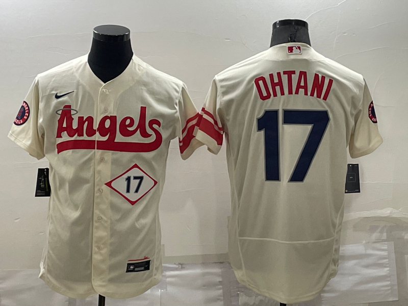 Men's Los Angeles Angels #17 Shohei Ohtani 2022 Cream City Connect Flex Base Stitched