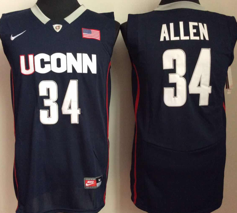 UConn-Huskies-34-Ray-Allen-Navy-College-Basketball-Jersey